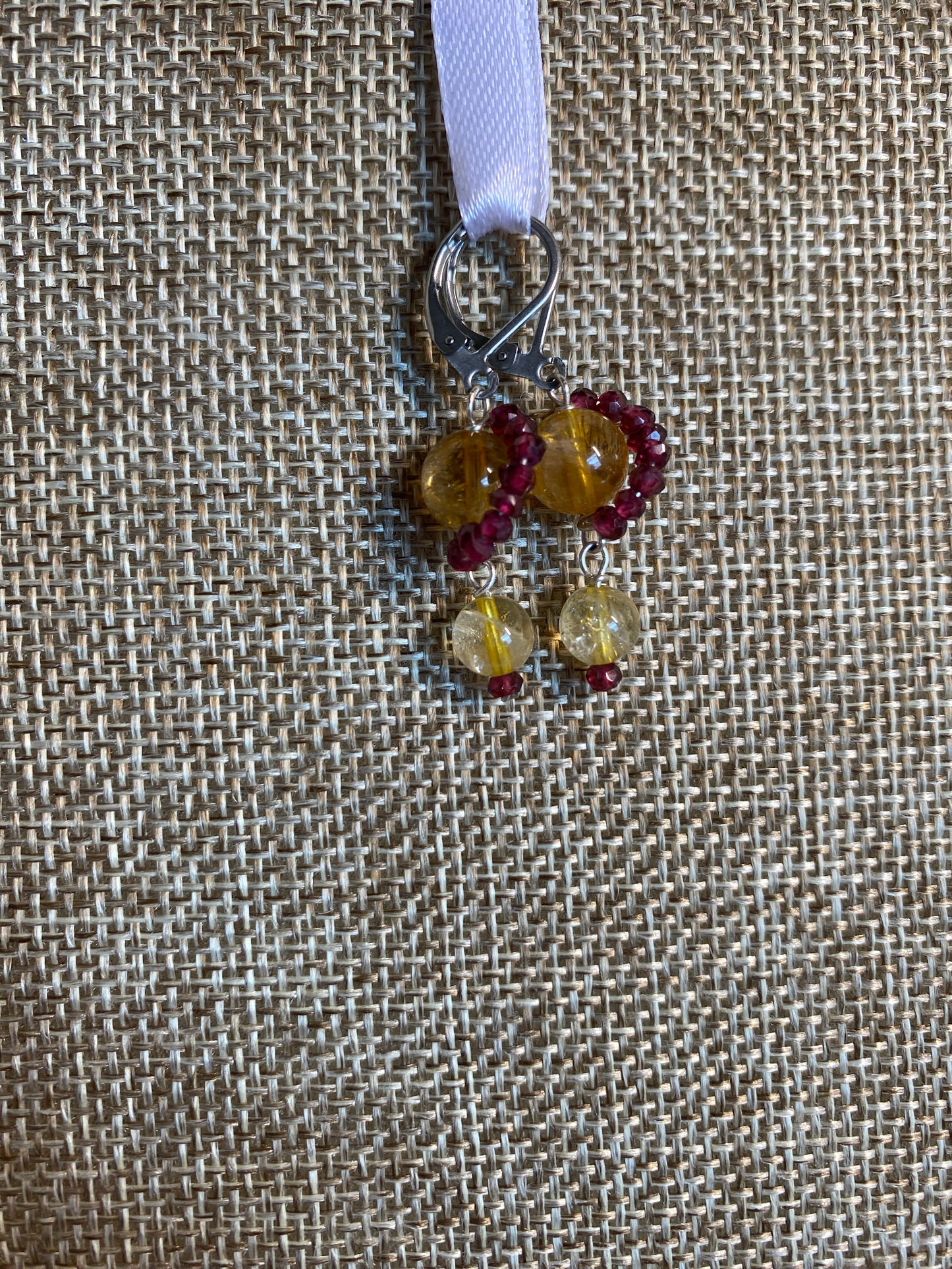 Citrine Earrings with Garnet Accent